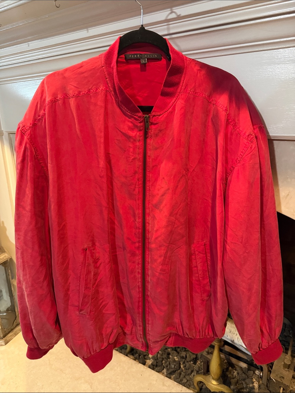 Perry Ellis Vibrant Red Men's Bomber Jacket size large